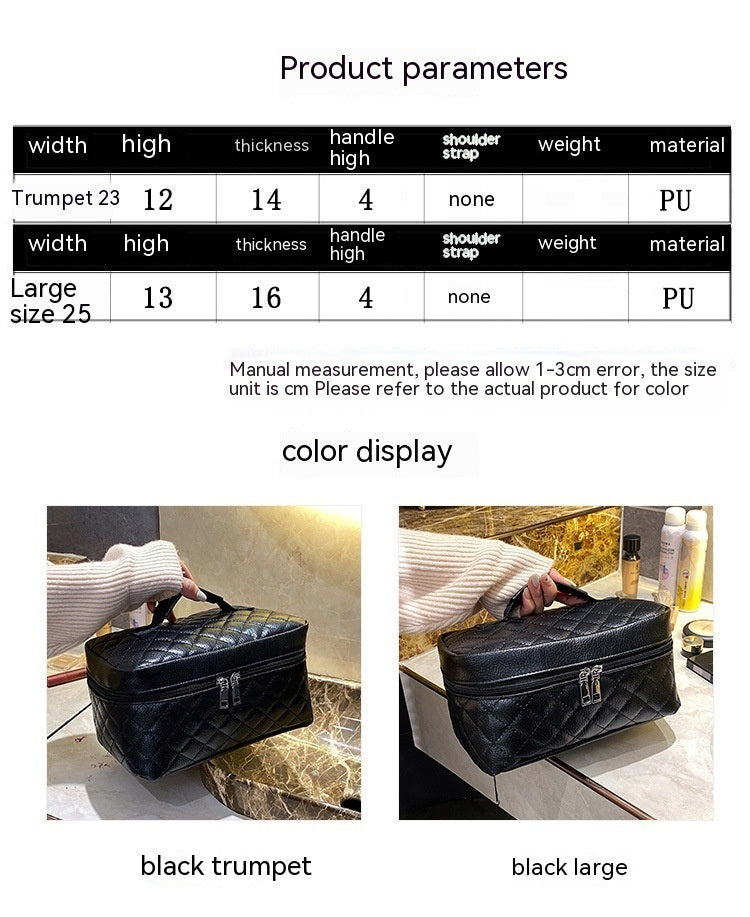 Pu Portable Large Capacity Rhombus Cosmetic Bag