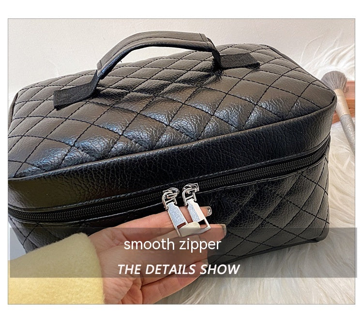 Pu Portable Large Capacity Rhombus Cosmetic Bag