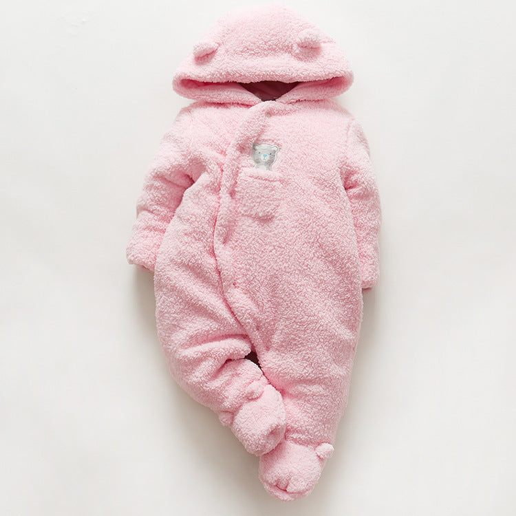 Baby clothes lamb winter cotton padded clothes baby newborn baby skin thickening climb Siamese