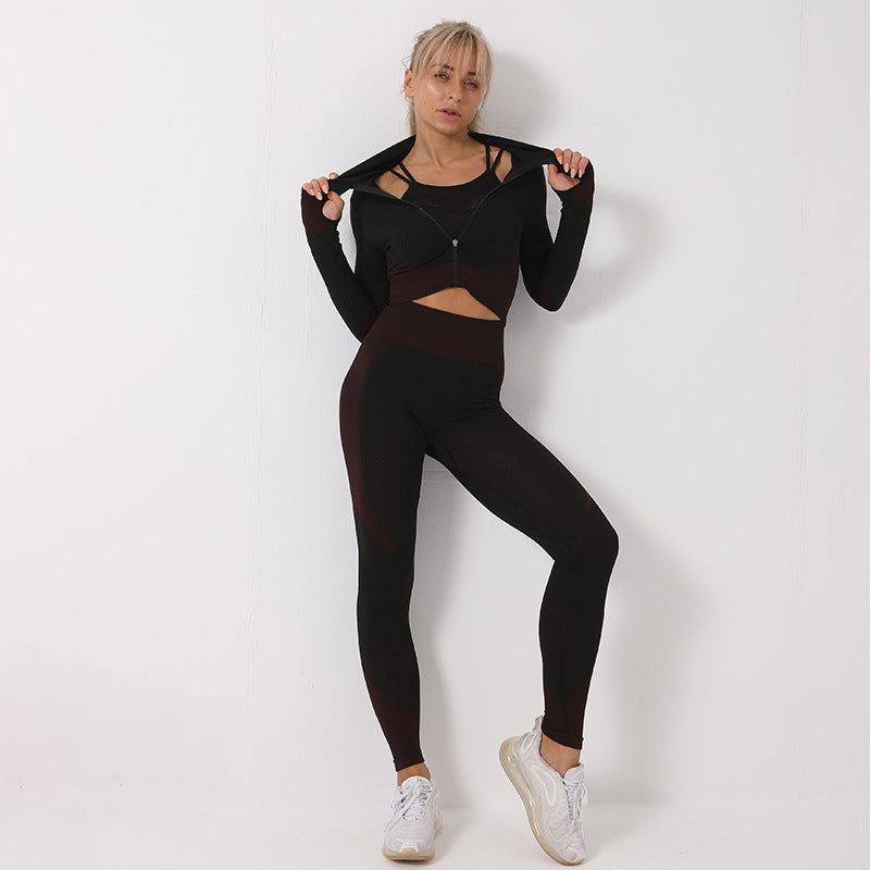 3PCS Yoga Set Seamless Sport Set Women Gym Clothing Leggings Women Crop Top Sports Bra Fitness Gym Set Outfits Tracksuit