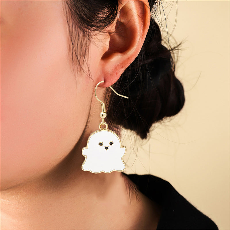 Halloween Earrings Cute Pumpkin Spooky Oil Drip Alloy Earrings Jewelry ghost picture