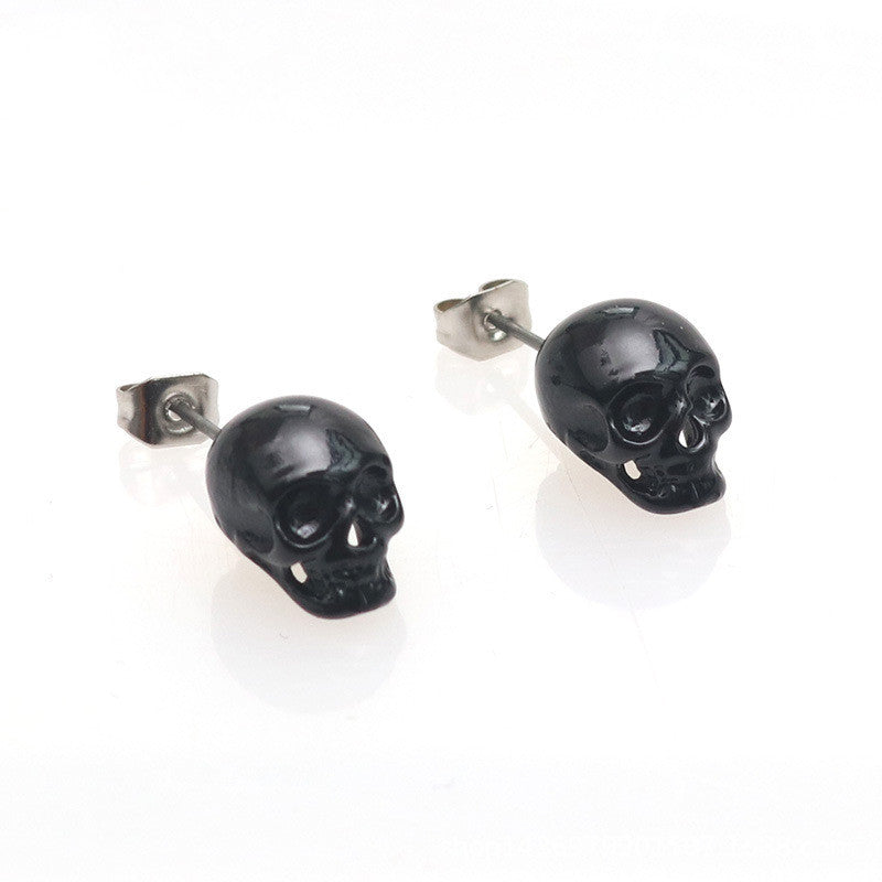 Halloween Jewelry Skull Eardrops Earrings black
