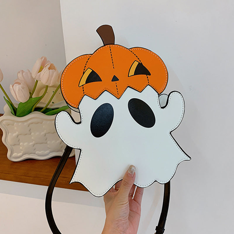 Halloween Bag Cartoon Pumpkin Treat bag Ghost Design Purse Candy Crossbody in hand View