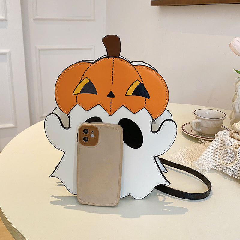Halloween Bag Cartoon Pumpkin Treat bag Ghost Design Purse Candy Crossbody with Mobile