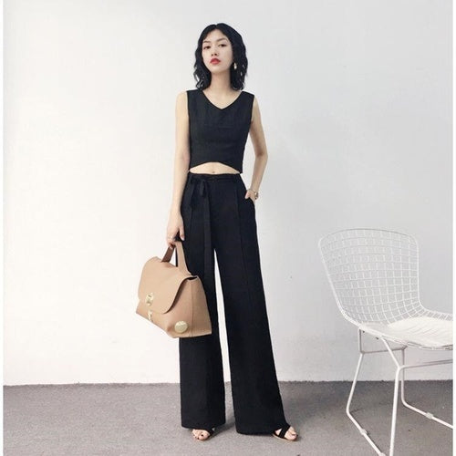 Autumn Wide Leg Pants Women Elastic Waist High Quality
