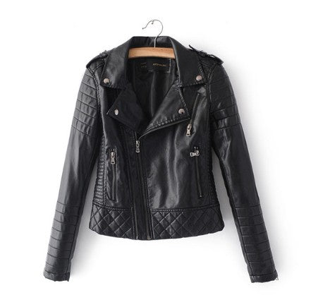 New Fashion Women winter Spring Autumn Soft Faux Leather Jackets Lady Zippers Coats Black