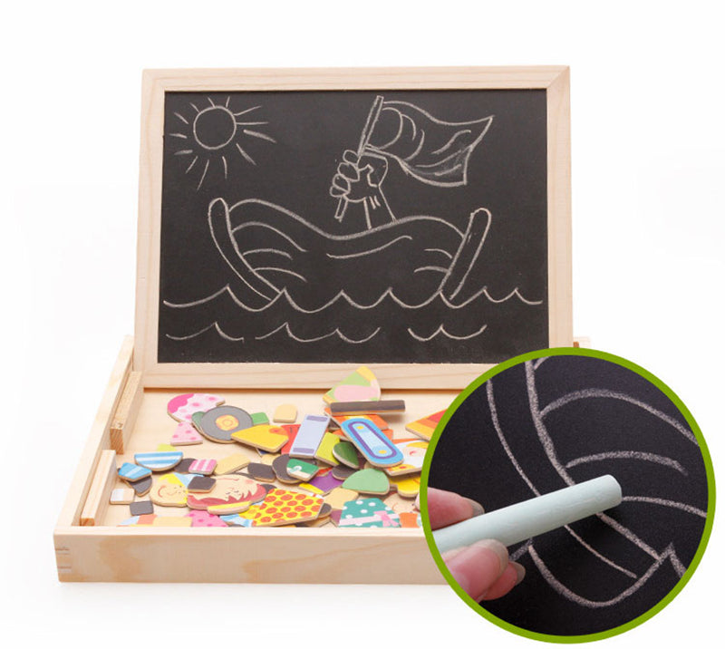 Magnetic Kids Puzzle Drawing Board Educational Learning Wooden Toy