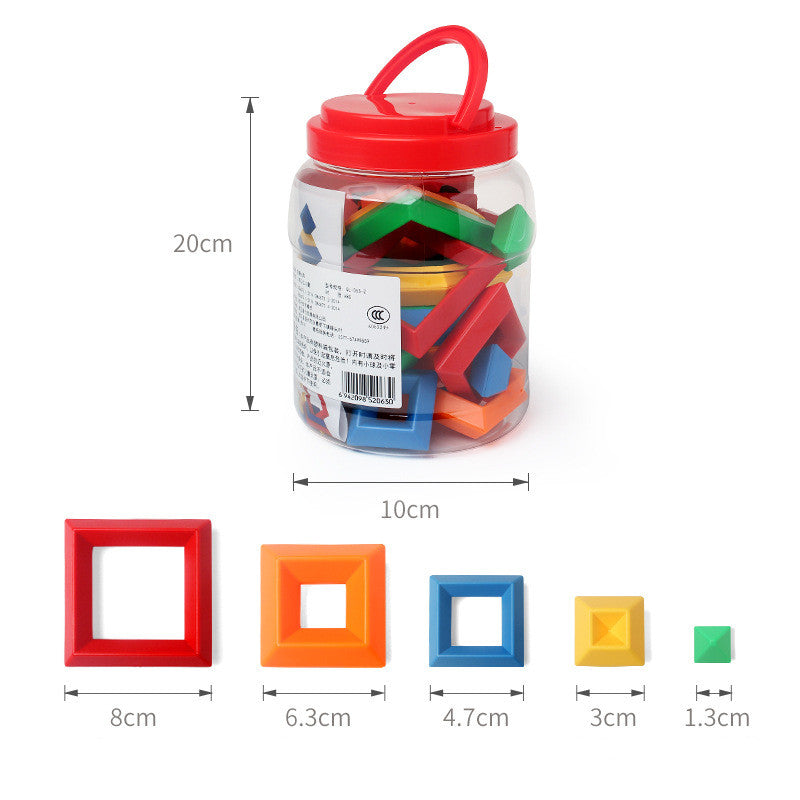 Rainbow Tower Ring Wooden Shapes Building Blocks Montessori Educational Toys for Kids