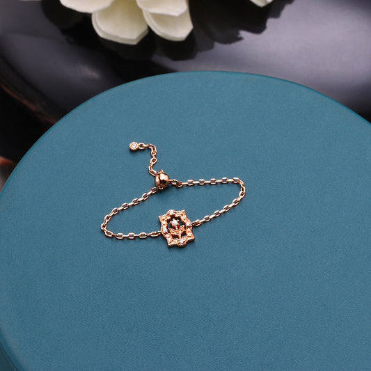 Zircon Flower Chain Ring Adjustable Fashion Set