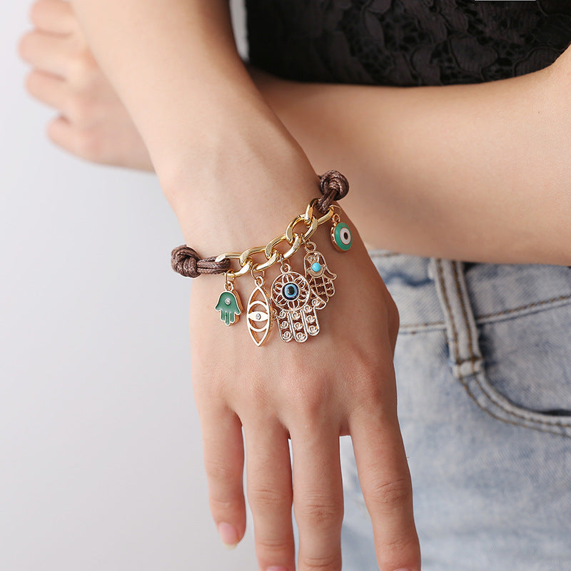 Retro Evil Eye Bracelet Fashion Fatima Hand Palm Charm