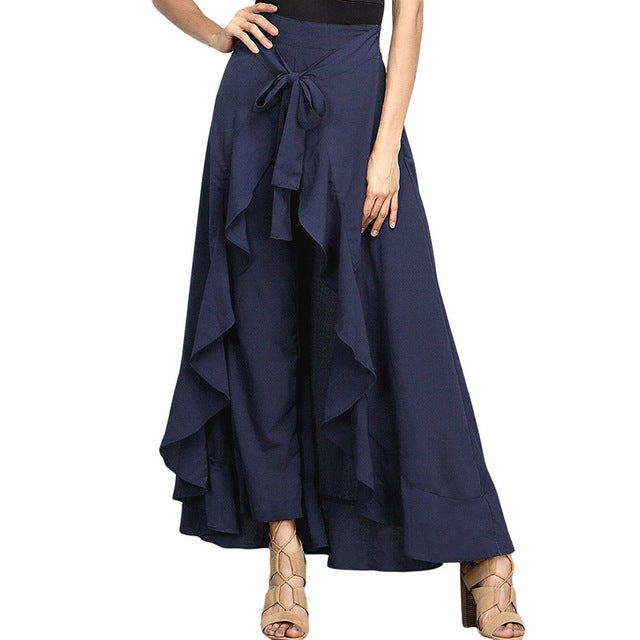 Women Pants Causal Ruffle Drawstring Trouser