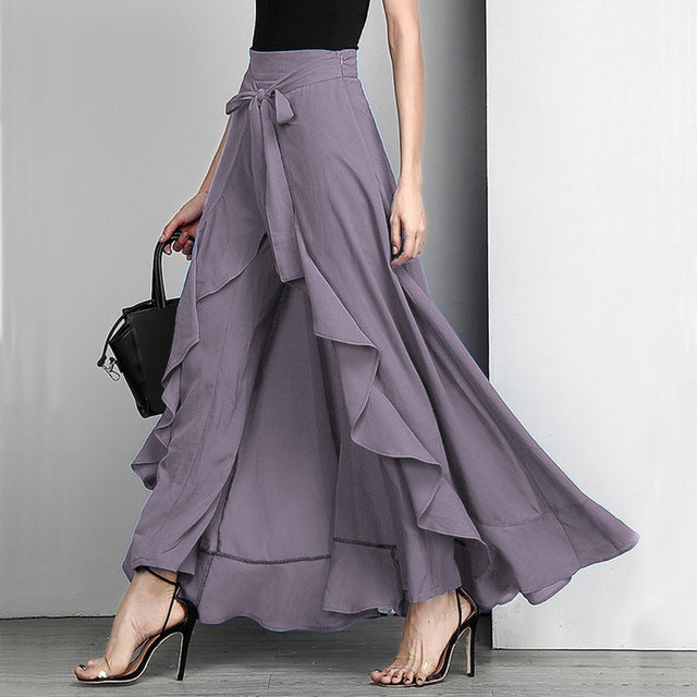 Women Pants Causal Ruffle Drawstring Trouser