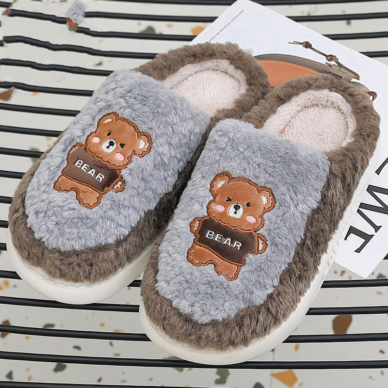 Bears Fur Slippers For Women To Keep Warm In Winter Plush Lightweight House Slippers Slip-on Cozy Indoor Outdoor Slippers