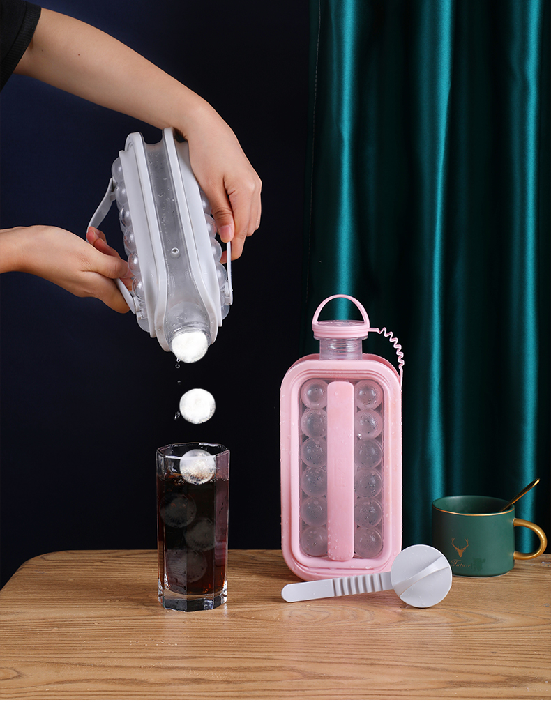 Ice Kettle Ice Ball Maker 2-In-1 Cold Water Bottle  Mold