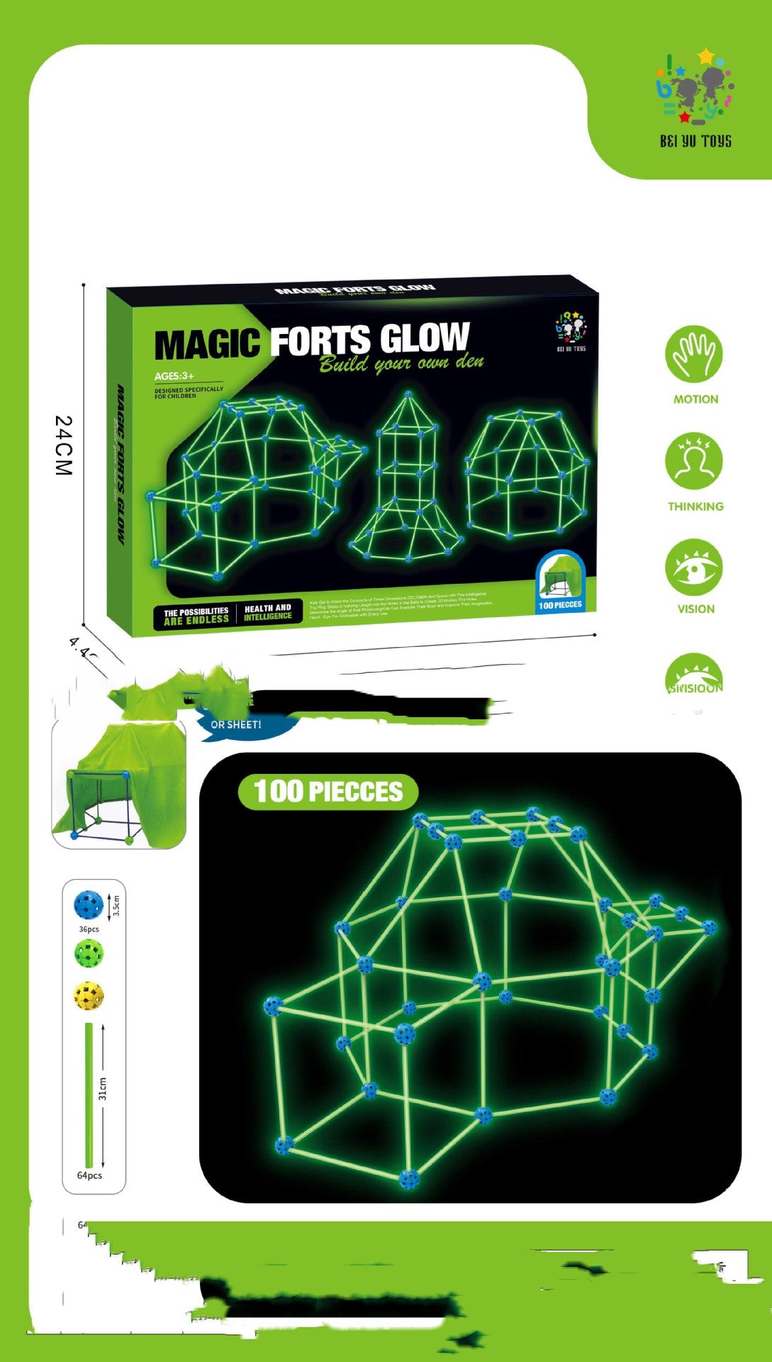 Fort Building Kit Construction Blocks Set Tents Fortress Castles Play House For Children