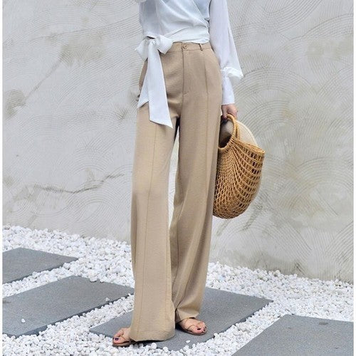 Autumn Wide Leg Pants Women Elastic Waist High Quality