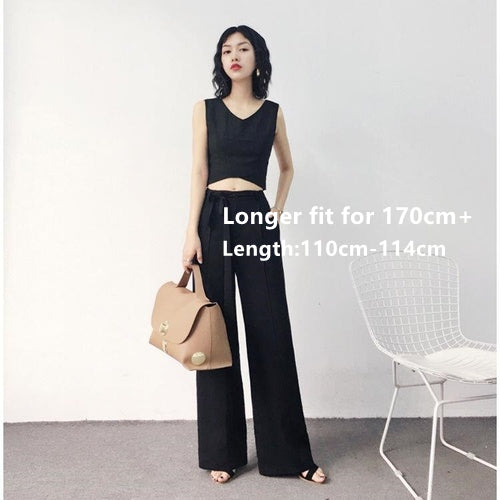 Autumn Wide Leg Pants Women Elastic Waist High Quality