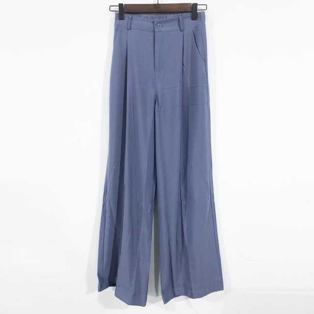 Autumn Wide Leg Pants Women Elastic Waist High Quality