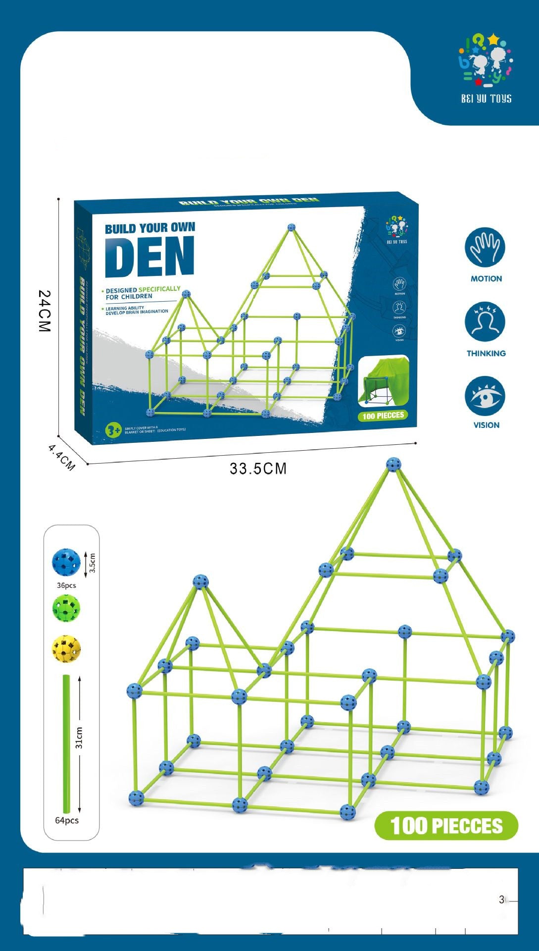 Fort Building Kit Construction Blocks Set Tents Fortress Castles Play House For Children