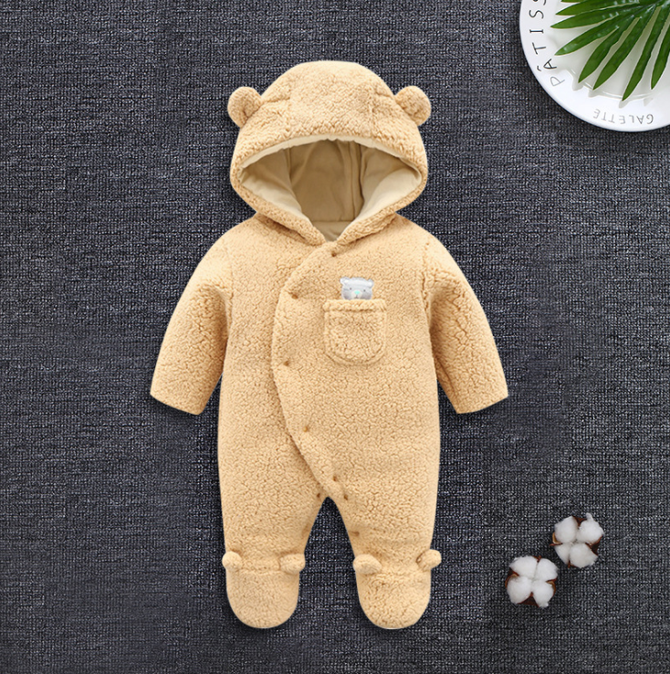 Baby clothes lamb winter cotton padded clothes baby newborn baby skin thickening climb Siamese