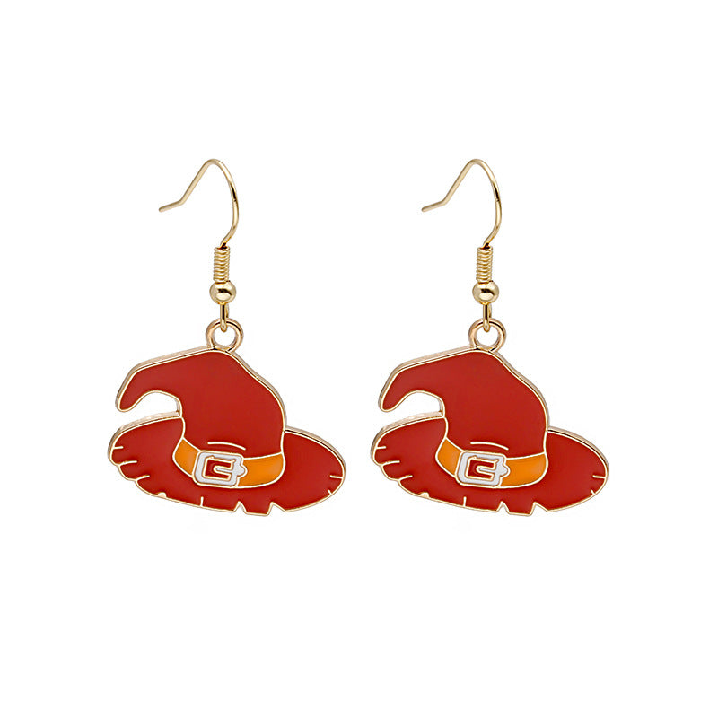Halloween Earrings Cute Pumpkin hat front view
