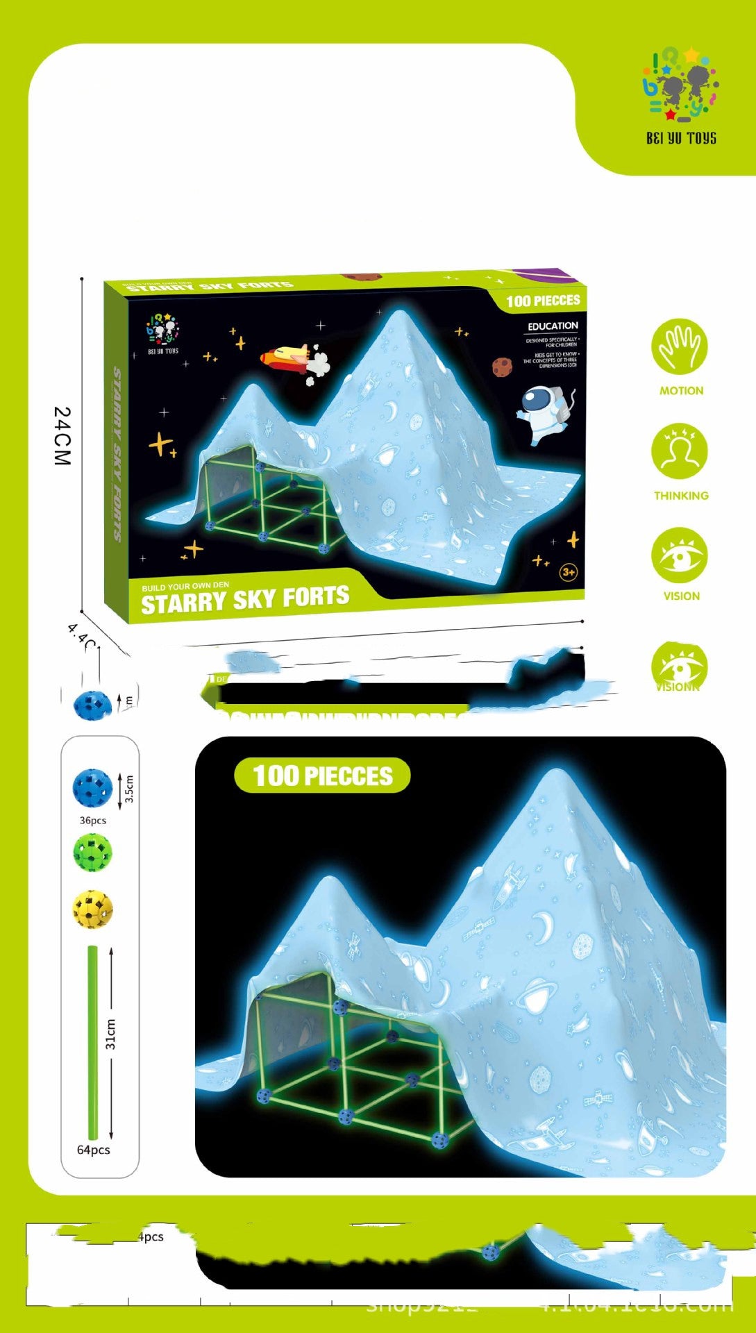 Fort Building Kit Construction Blocks Set Tents Fortress Castles Play House For Children