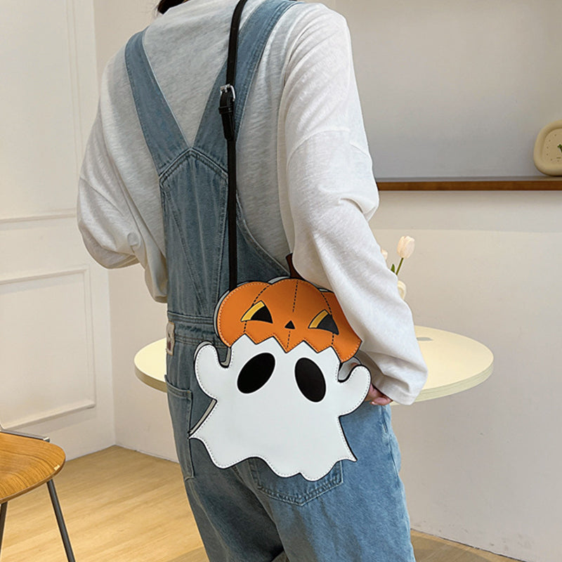 Halloween Bag Cartoon Pumpkin Treat bag Ghost Design Purse Candy Crossbody another side