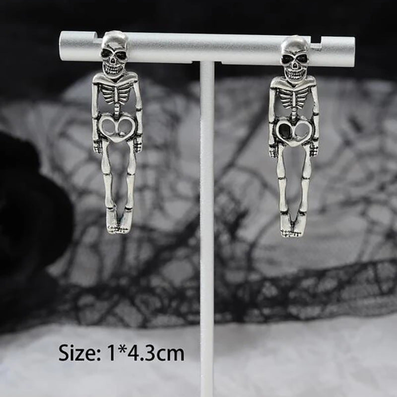 Halloween Skull Earrings stud hanging view