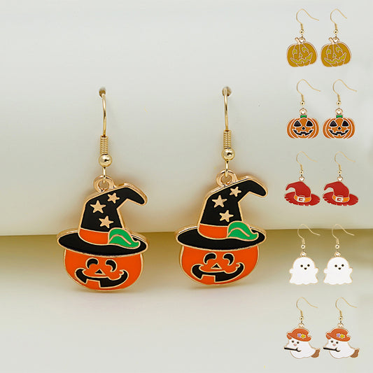 Halloween Earrings Cute Pumpkin Spooky Oil Drip Alloy Earrings Jewelry all items picture
