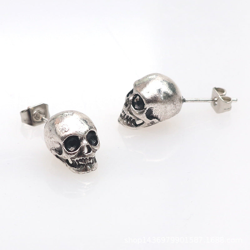 Halloween Jewelry Skull Eardrops Earrings silver