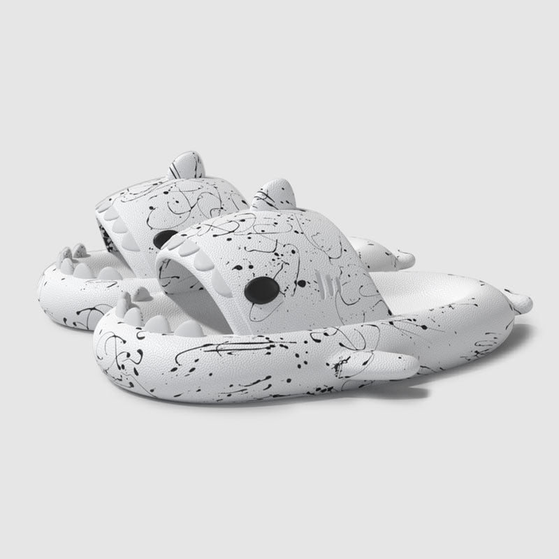 Graffiti Cloudy Shark Slippers Platform Shark Sandal Indoor Bathroom Anti skid Slides Couples Summer Shoes Soft Beach Flops|