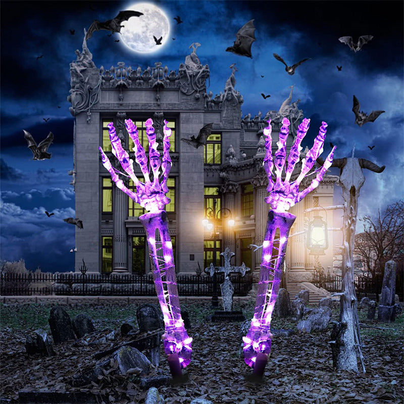 Halloween Decorative Skeleton Hand Halloween Garden Props LED Ghost
