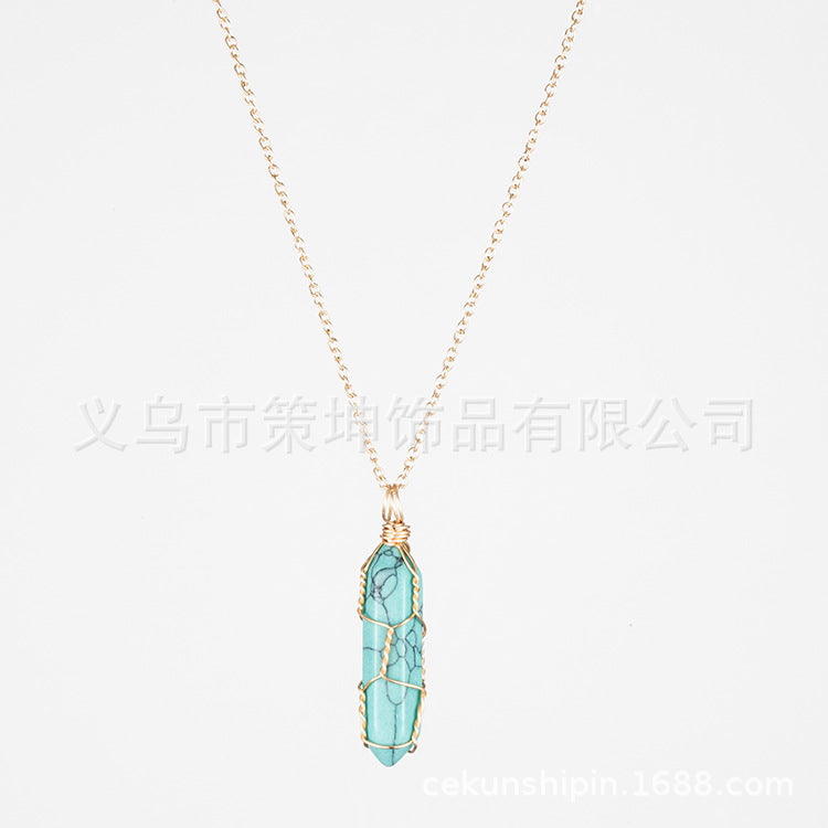 Crystal Stone Hand-wound Necklace Crystal Wire-wound