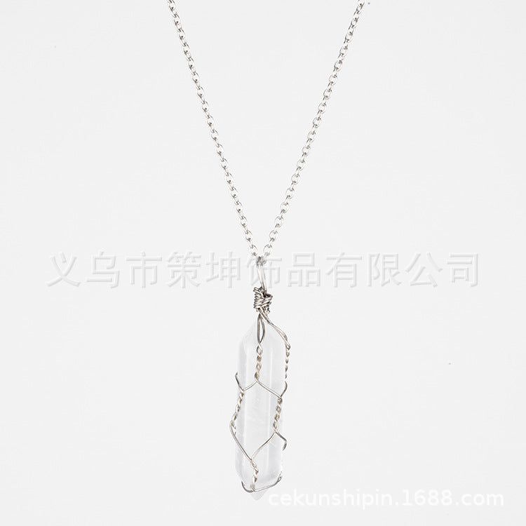 Crystal Stone Hand-wound Necklace Crystal Wire-wound