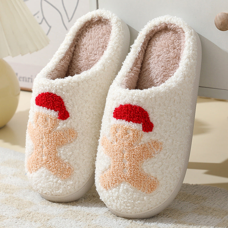 Cute Cartoon Santa Style Winter Cotton Slippers For Men And Women Plush Lightweight House Slippers Slip-on Cozy Indoor Outdoor Slippers