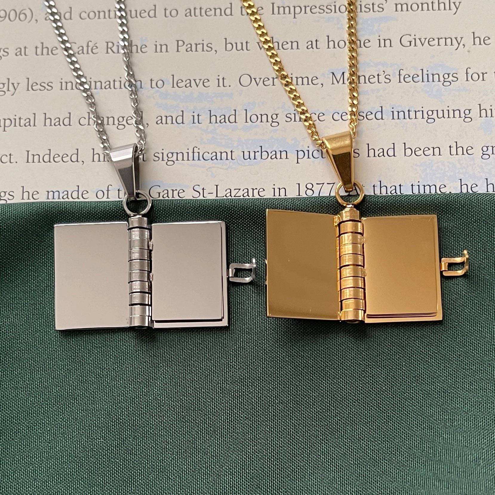 Open And Close Book Necklace pendant open view