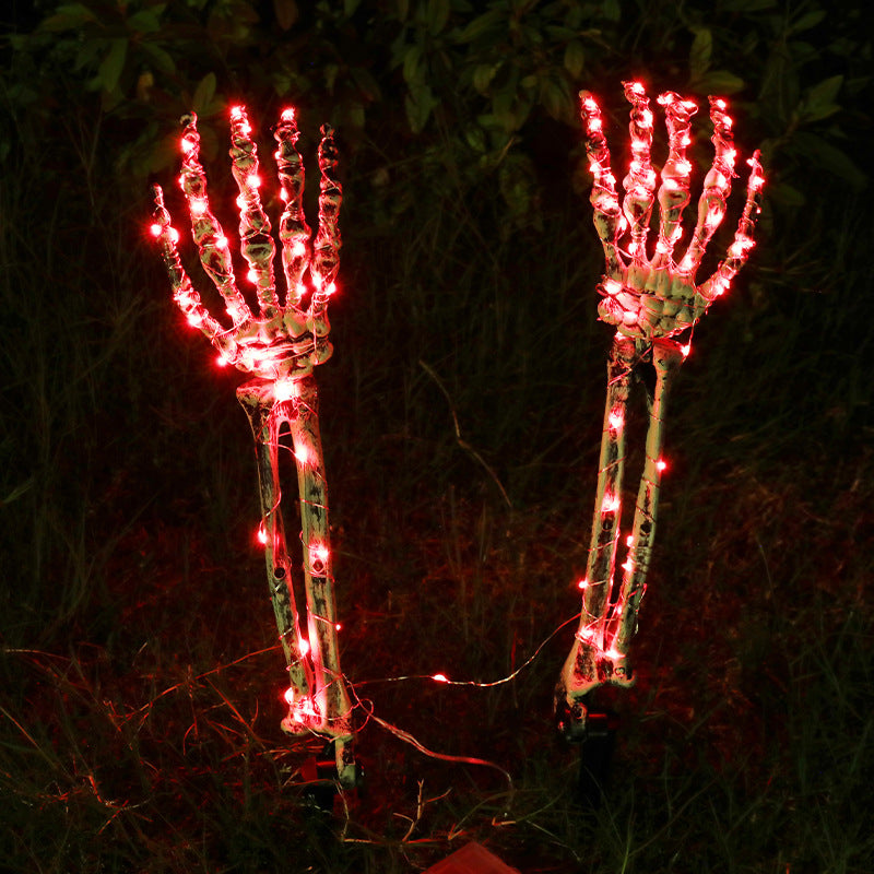 Halloween Decorative Skeleton Hand Halloween Garden Props LED Ghost