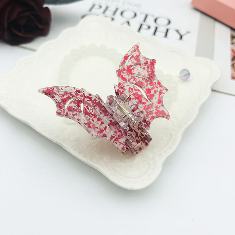 Bat Barrettes Halloween Hairpin Accessories red ink