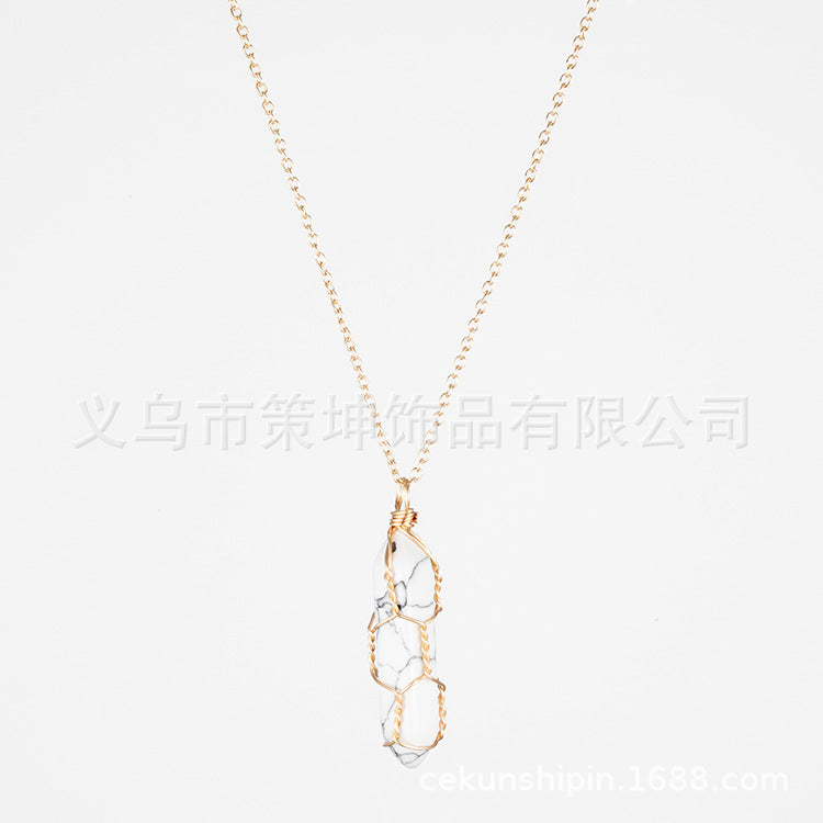 Crystal Stone Hand-wound Necklace Crystal Wire-wound