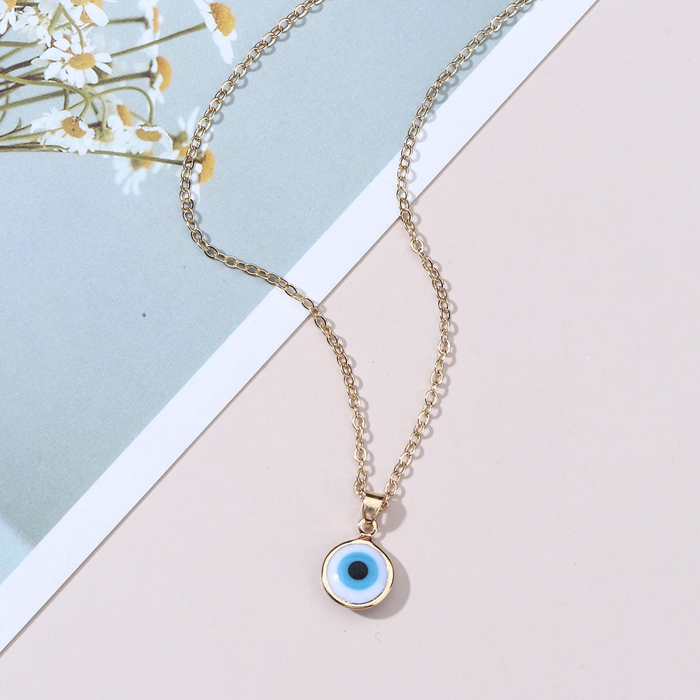 Personality Devil Eye Pendant Necklace Simple Blue Eyes Clavicle Chain