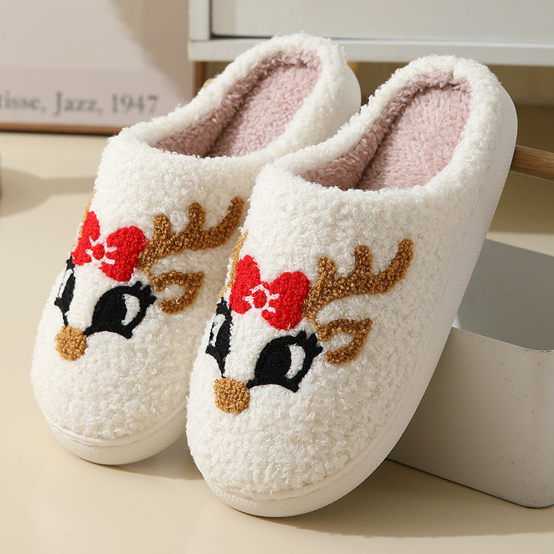 Cute Cartoon Santa Style Winter Cotton Slippers For Men And Women Plush Lightweight House Slippers Slip-on Cozy Indoor Outdoor Slippers