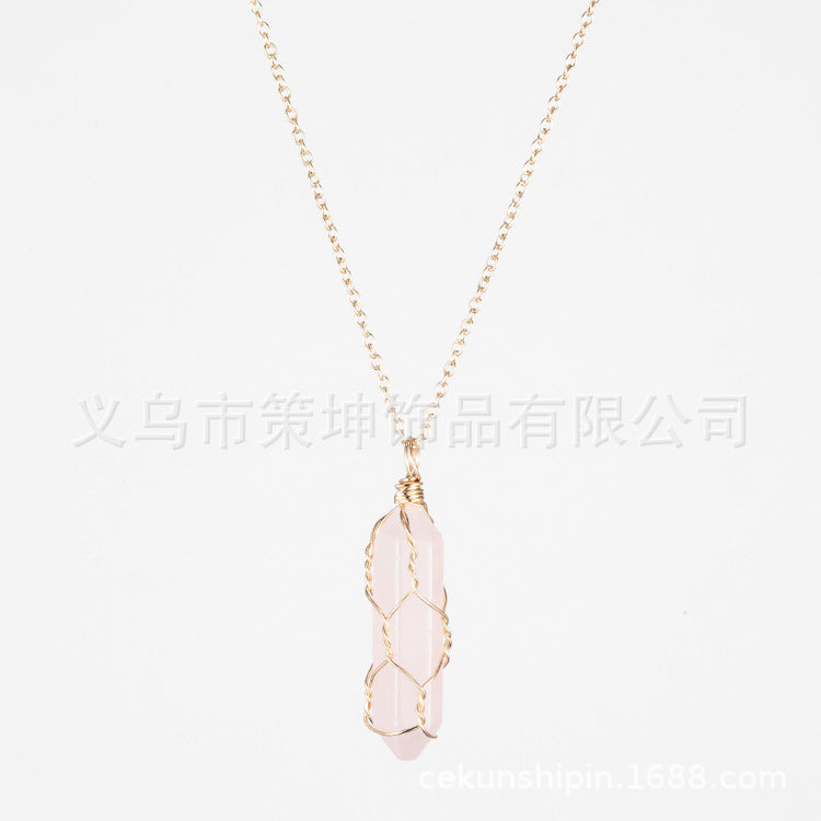 Crystal Stone Hand-wound Necklace Crystal Wire-wound