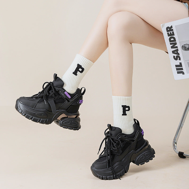 Women's 2023 Spring New Casual Sports  Thick Soled White Shoes