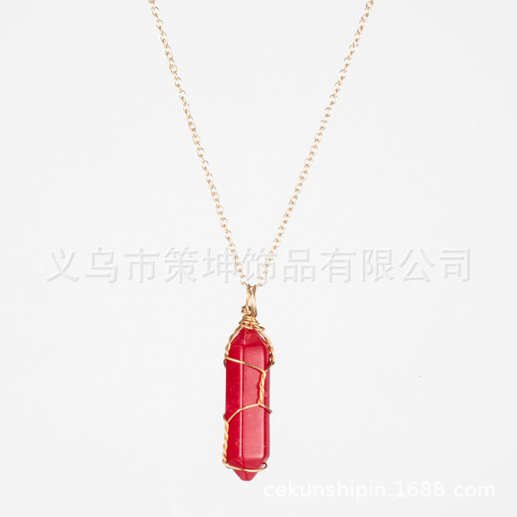 Crystal Stone Hand-wound Necklace Crystal Wire-wound