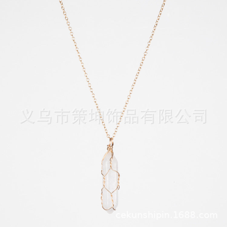 Crystal Stone Hand-wound Necklace Crystal Wire-wound