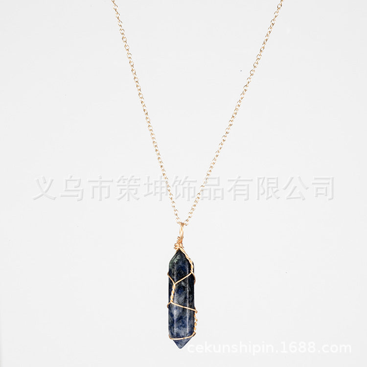 Crystal Stone Hand-wound Necklace Crystal Wire-wound