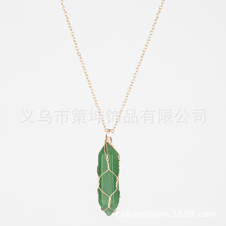 Crystal Stone Hand-wound Necklace Crystal Wire-wound