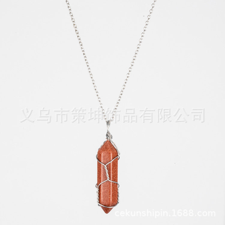 Crystal Stone Hand-wound Necklace Crystal Wire-wound