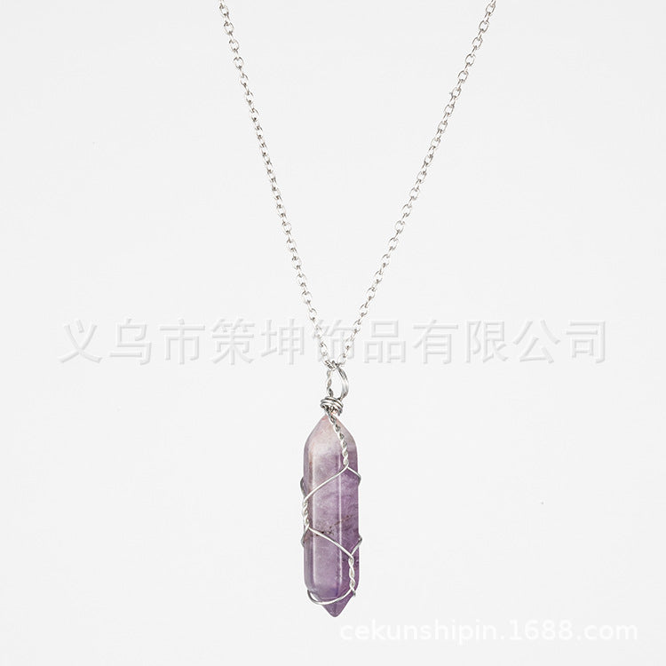 Crystal Stone Hand-wound Necklace Crystal Wire-wound