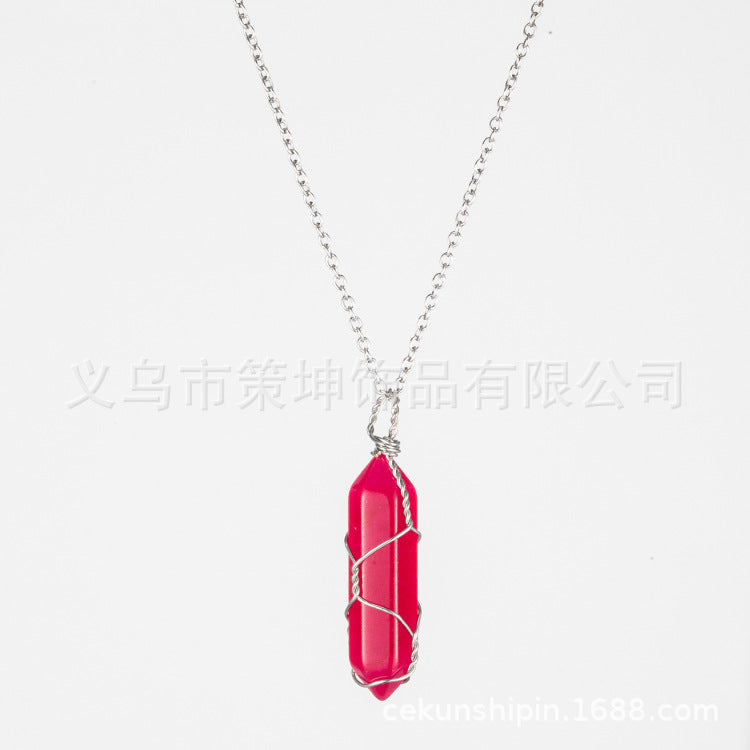 Crystal Stone Hand-wound Necklace Crystal Wire-wound